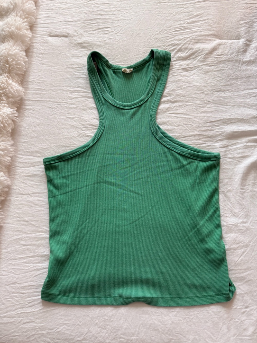 Wilfred Free Green Ribbed Scoop Neck Cropped Tank